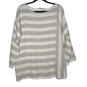 Soft Surroundings cream colored linen top. Size M